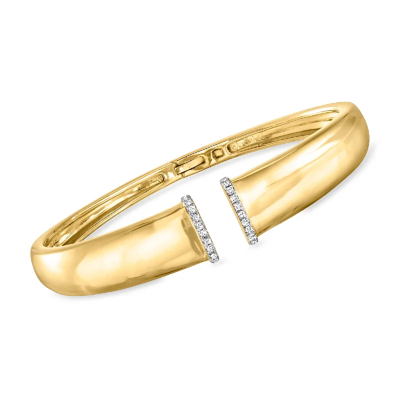 Seasonal Jewelry Deals – Elevate Your Style Ross-Simons Diamond-Edge Cuff Bracelet in 18kt Gold Over Sterling