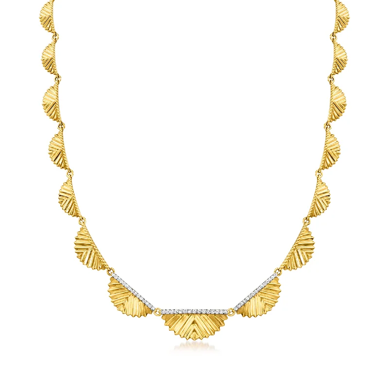Jewelry Clearance Sale – Final Reductions Ross-Simons Diamond Fan Necklace in 18kt Gold Over Sterling