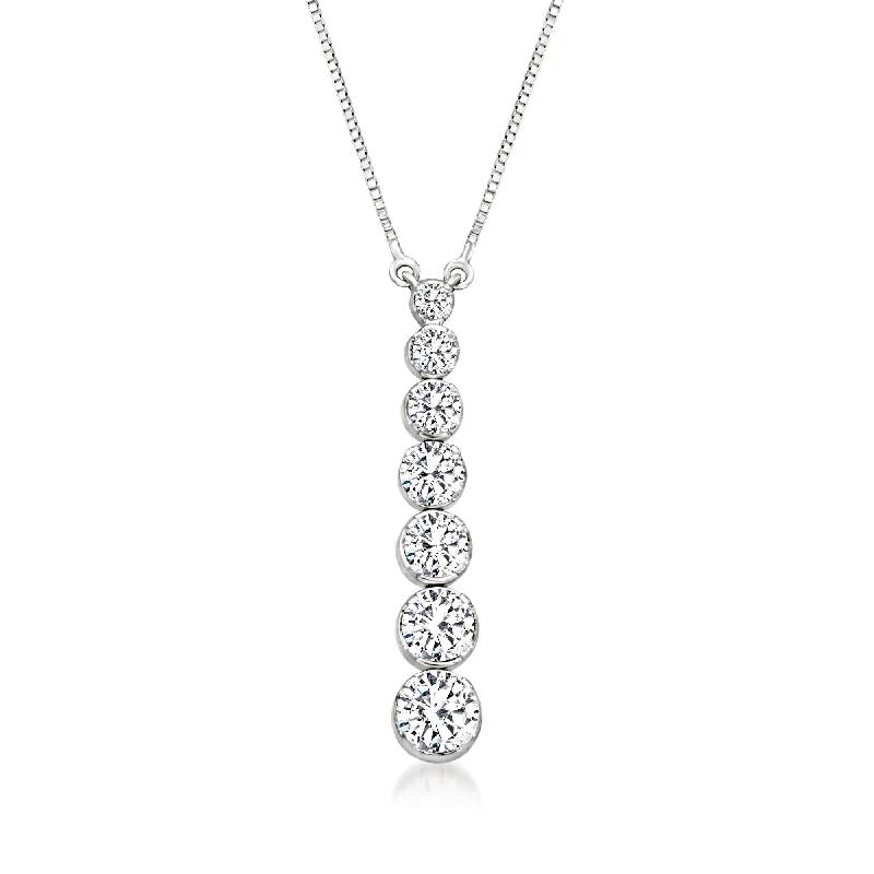 Chic And Stylish Jewelry At Exclusive Prices Ross-Simons Diamond Graduated Necklace in 14kt White Gold