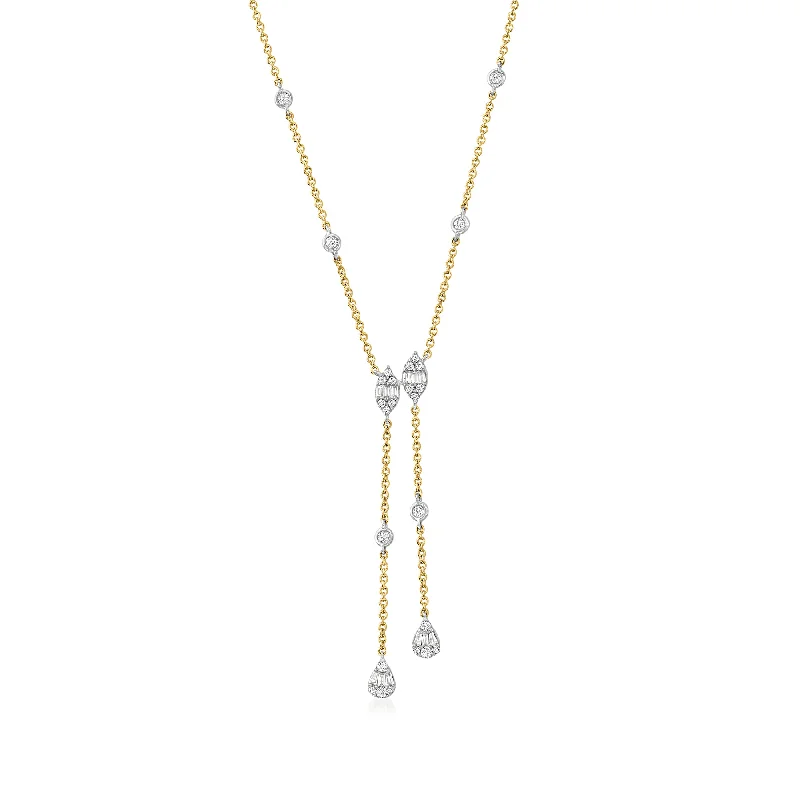 Dainty And Elegant Jewelry Now At Reduced Prices Ross-Simons Diamond Lariat Necklace in 14kt 2-Tone Gold