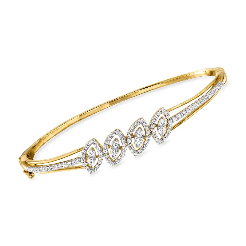 Timeless Elegance At Unbelievable Discounts Ross-Simons Diamond Marquise-Shaped Cluster Bangle Bracelet in 18kt Gold Over Sterling Timeless Elegance At Unbelievable Discounts Ross-Simons Diamond Marquise-Shaped Cluster Bangle Bracelet in 18kt Gold Over Sterling