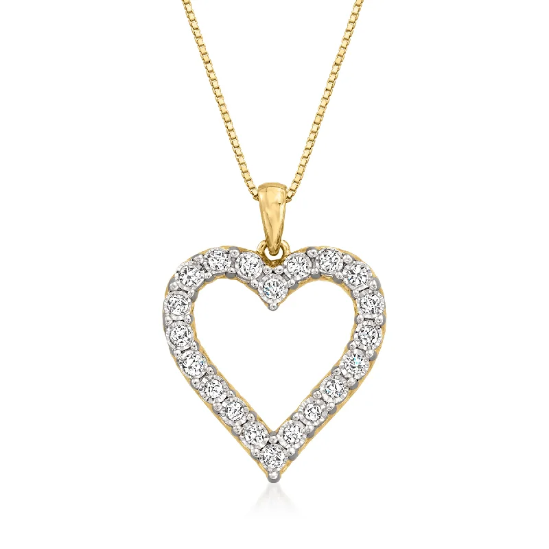 Timeless Elegance, Temporary Discounts – Act Fast Ross-Simons Diamond Open-Space Heart Pendant Necklace in 18kt Gold Over Sterling