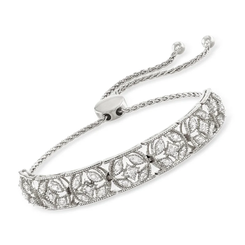 Elegant Jewelry Pieces At Unbelievable Prices Ross-Simons Diamond Openwork Bolo Bracelet in Sterling Silver Elegant Jewelry Pieces At Unbelievable Prices Ross-Simons Diamond Openwork Bolo Bracelet in Sterling Silver