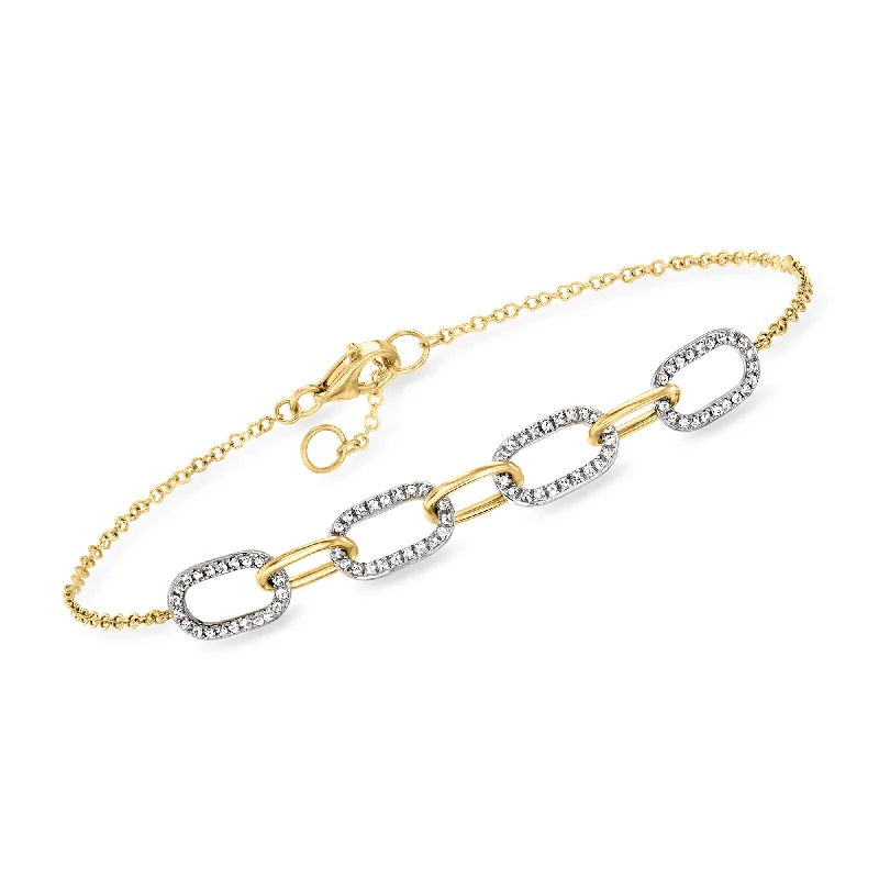 Ross-Simons Diamond Paper Clip Link Bracelet in 18kt Yellow Gold