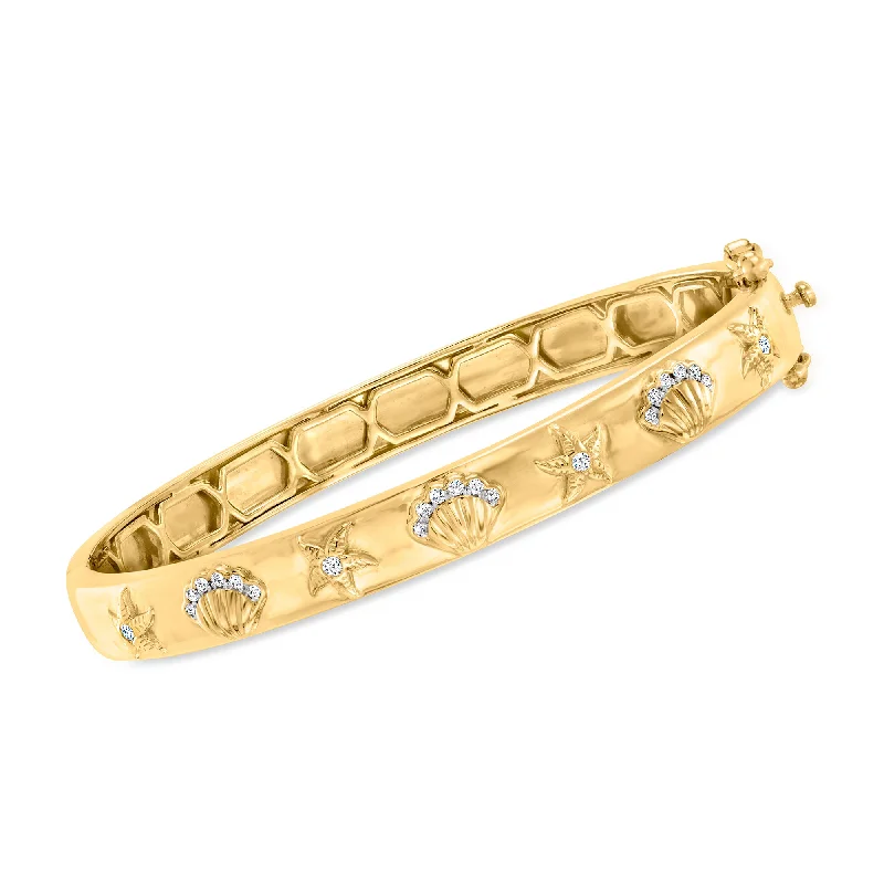 Bestselling Jewelry At Special Promotional Rates Ross-Simons Diamond Sea Life Bangle Bracelet in 18kt Gold Over Sterling Bestselling Jewelry At Special Promotional Rates Ross-Simons Diamond Sea Life Bangle Bracelet in 18kt Gold Over Sterling