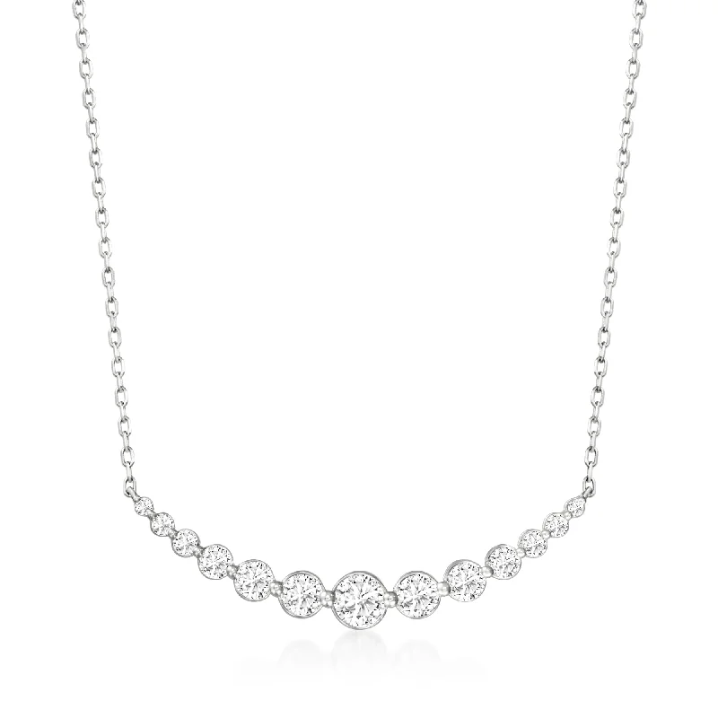 Bestselling Jewelry At Special Promotional Rates Ross-Simons Diamond Smile Necklace in 14kt White Gold