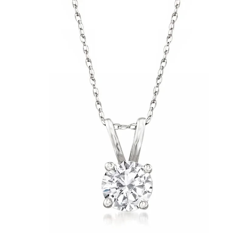 Flash Deals On Fine Jewelry – Shop Before It's Gone Ross-Simons Diamond Solitaire Necklace in 14kt White Gold