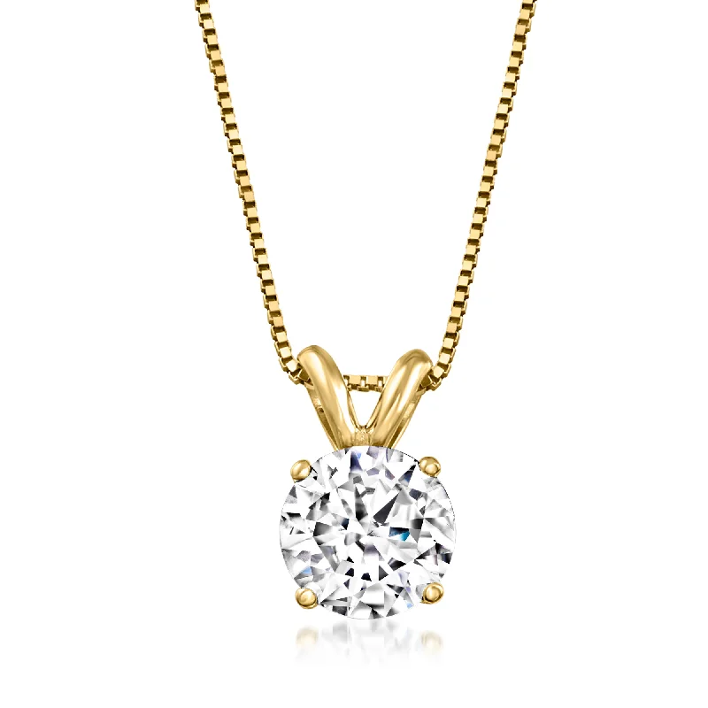 Ross-Simons Diamond Solitaire Necklace in 14kt Yellow Gold