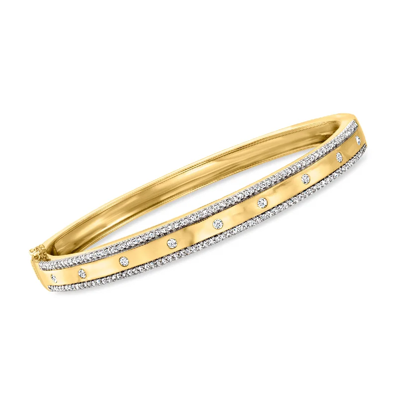 Chic, Trendy, And Affordable Jewelry Sale Ross-Simons Diamond-Studded Bangle Bracelet in 18kt Gold Over Sterling Chic, Trendy, And Affordable Jewelry Sale Ross-Simons Diamond-Studded Bangle Bracelet in 18kt Gold Over Sterling