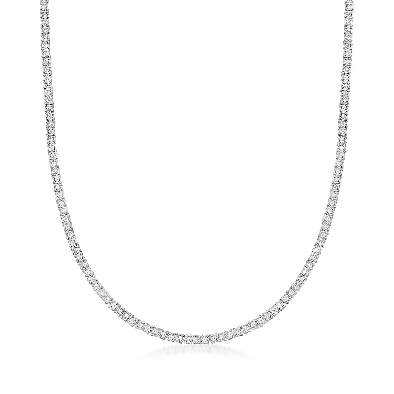 Must-Have Jewelry Pieces At Reduced Prices Ross-Simons Diamond Tennis Necklace in Sterling Silver