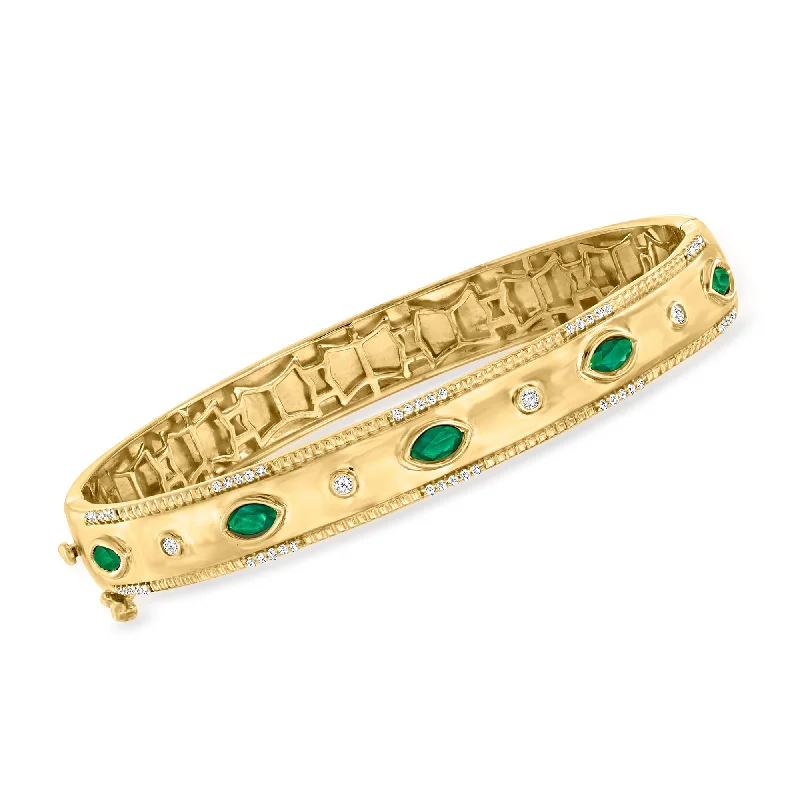 Get The Sparkle You Love At Prices You Adore Ross-Simons Emerald and . Diamond Bangle Bracelet in 18kt Gold Over Sterling Get The Sparkle You Love At Prices You Adore Ross-Simons Emerald and . Diamond Bangle Bracelet in 18kt Gold Over Sterling