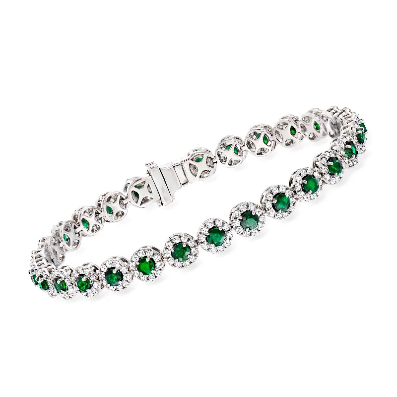 Last Chance To Shop High-End Jewelry At Markdown Prices Ross-Simons Emerald and Diamond Tennis Bracelet in 14kt White Gold Last Chance To Shop High-End Jewelry At Markdown Prices Ross-Simons Emerald and Diamond Tennis Bracelet in 14kt White Gold
