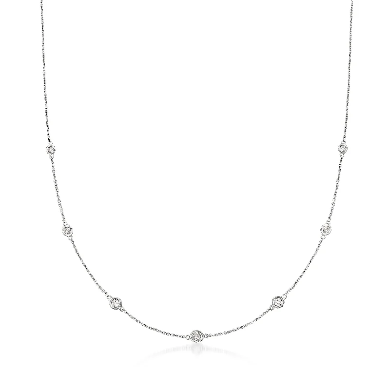 Unmissable Discounts On Timeless Jewelry Pieces Ross-Simons Diamond Station Necklace in 14kt Yellow Gold
