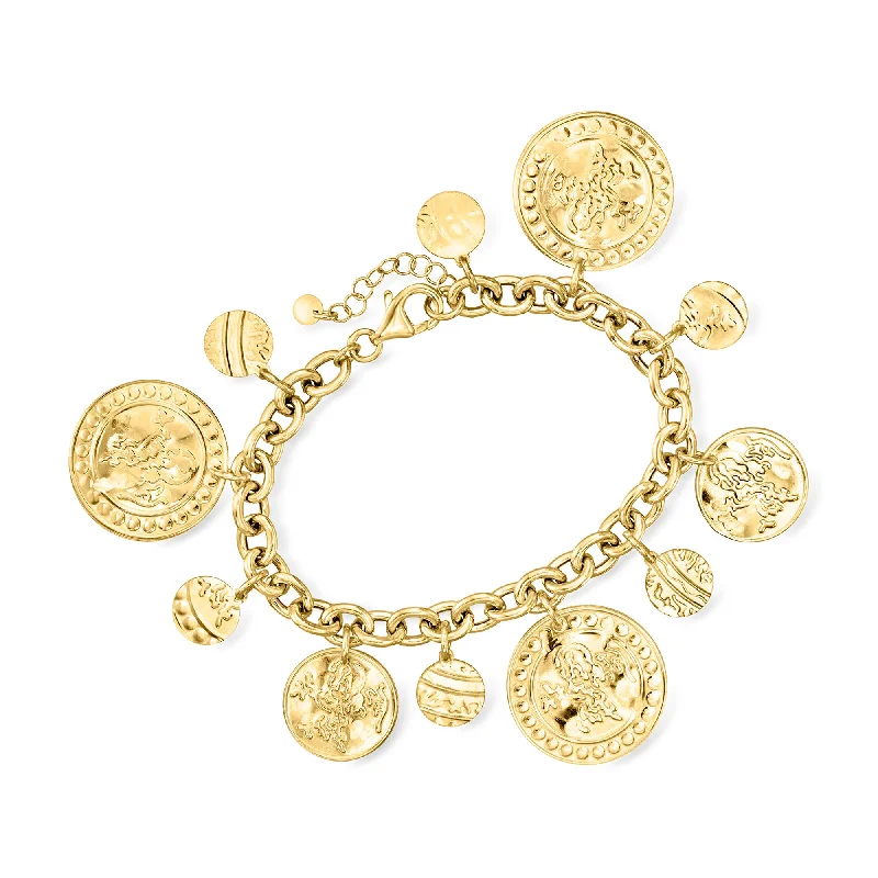 Premium Jewelry Now Available At Special Discounts Ross-Simons Italian 18kt Gold Over Sterling Disc Station Bracelet Premium Jewelry Now Available At Special Discounts Ross-Simons Italian 18kt Gold Over Sterling Disc Station Bracelet