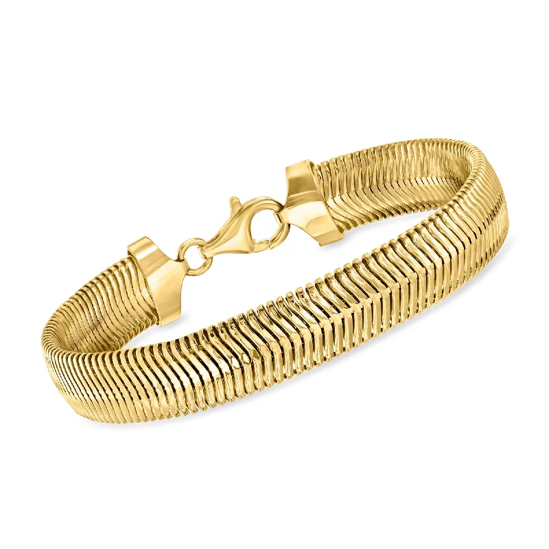 Your Perfect Accessory Now At The Best Price Ross-Simons Italian 18kt Gold Over Sterling Flat Snake-Chain Bracelet Your Perfect Accessory Now At The Best Price Ross-Simons Italian 18kt Gold Over Sterling Flat Snake-Chain Bracelet