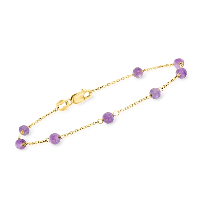 High-End Sparkle, Low-End Prices – Jewelry Sale Live Ross-Simons Italian Amethyst Bead Station Bracelet in 18kt Yellow Gold High-End Sparkle, Low-End Prices – Jewelry Sale Live Ross-Simons Italian Amethyst Bead Station Bracelet in 18kt Yellow Gold