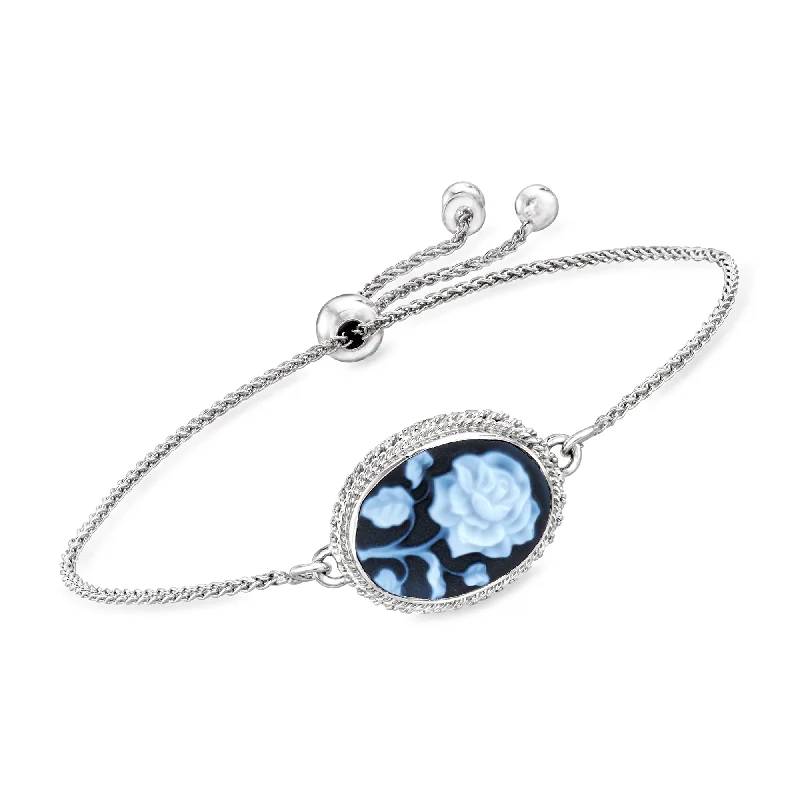 Affordable Luxury Jewelry For Every Occasion Ross-Simons Italian Black Agate Rose Cameo Bolo Bracelet in Sterling Silver Affordable Luxury Jewelry For Every Occasion Ross-Simons Italian Black Agate Rose Cameo Bolo Bracelet in Sterling Silver