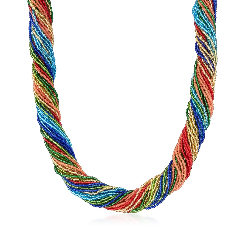Limited-Stock Jewelry Sale – Once It's Gone, It's Gone Ross-Simons Italian Multicolored Murano Glass Bead Torsade Necklace With 18kt Gold Over Sterling