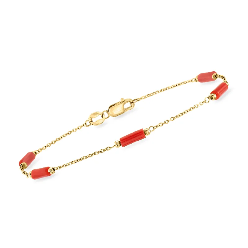 High-End Sparkle, Low-End Prices – Jewelry Sale Live Ross-Simons Italian Red Coral Bead Station Bracelet in 18kt Yellow Gold High-End Sparkle, Low-End Prices – Jewelry Sale Live Ross-Simons Italian Red Coral Bead Station Bracelet in 18kt Yellow Gold