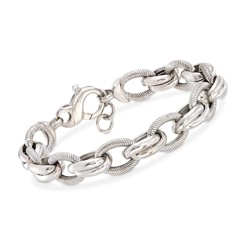 High-Quality Jewelry At A Fraction Of The Cost Ross-Simons Italian Sterling Silver Textured and Polished Oval-Link Bracelet High-Quality Jewelry At A Fraction Of The Cost Ross-Simons Italian Sterling Silver Textured and Polished Oval-Link Bracelet