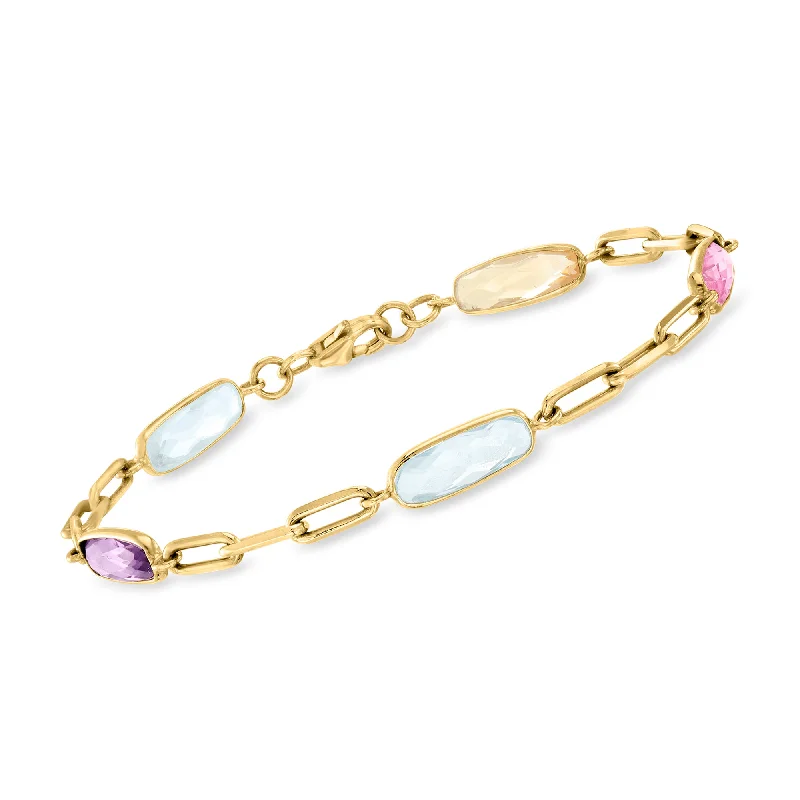 Flash Sale On Stunning Jewelry – Don't Miss Out Ross-Simons Multi-Gemstone Paper Clip Link Bracelet in 18kt Gold Over Sterling Flash Sale On Stunning Jewelry – Don't Miss Out Ross-Simons Multi-Gemstone Paper Clip Link Bracelet in 18kt Gold Over Sterling