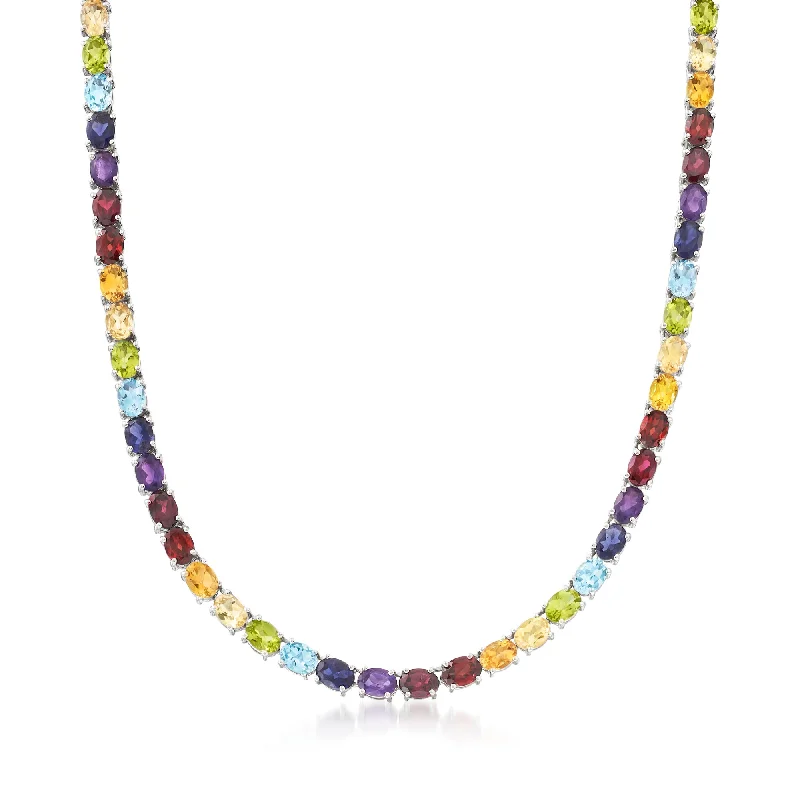 Flash Sale On Stunning Jewelry – Don't Miss Out Ross-Simons Multi-Gemstone Tennis Necklace in Sterling Silver