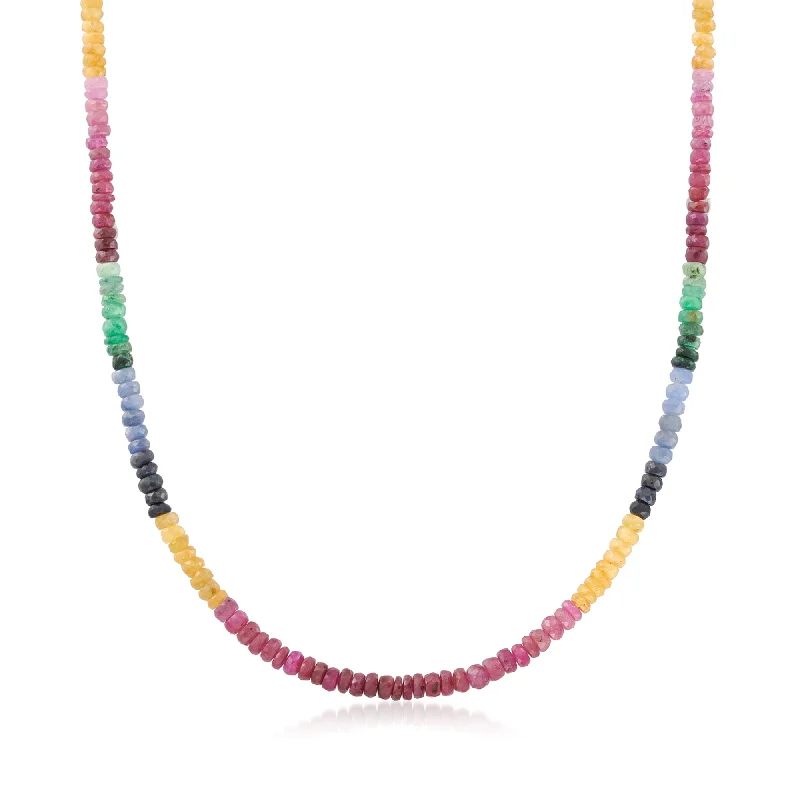Best Jewelry Deals – Shop Premium Pieces At Great Prices Ross-Simons Multicolored Sapphire Bead Necklace With 14kt Yellow Gold Magnetic Clasp