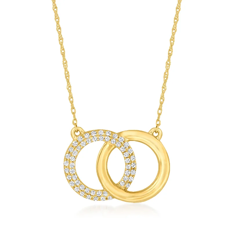 Get The Jewelry You Love At A Price You Love Ross-Simons Pave Diamond Interlocking Circle Necklace in 14kt Yellow Gold