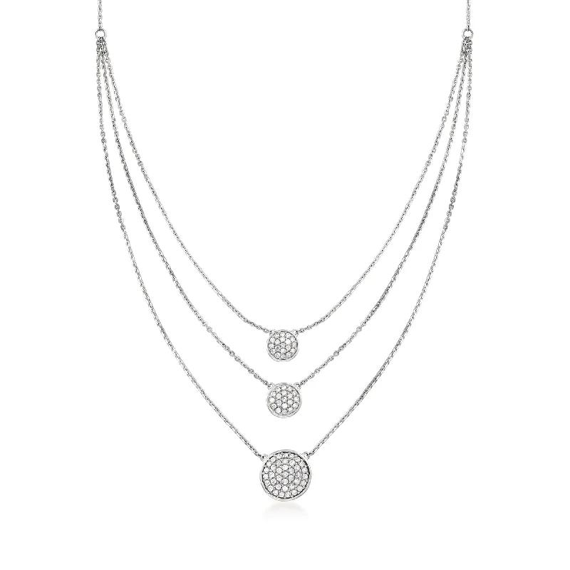 Handcrafted Jewelry Sale – Unique Designs At Low Prices Ross-Simons Pave Diamond Triple-Strand Necklace in Sterling Silver