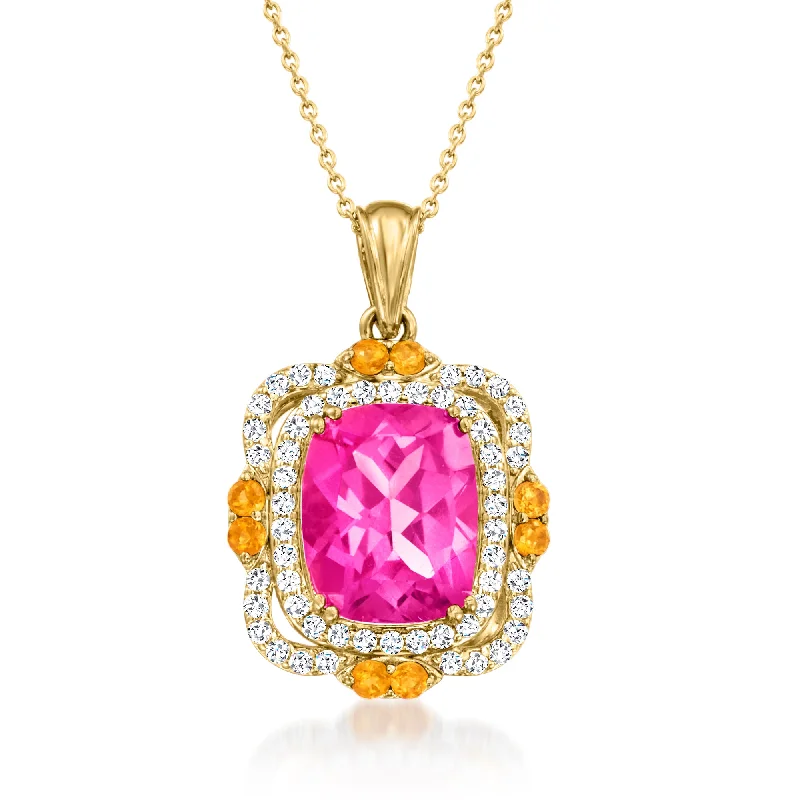 Exclusive Jewelry Sale – Sparkle For Less Ross-Simons Pink Topaz Pendant Necklace With . White Zircon and . Citrine in 18kt Gold Over Sterling