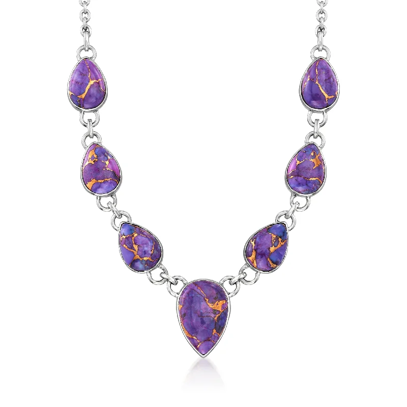 Fashion-Forward Jewelry At Incredible Prices Ross-Simons Purple Kingman Turquoise Necklace in Sterling Silver