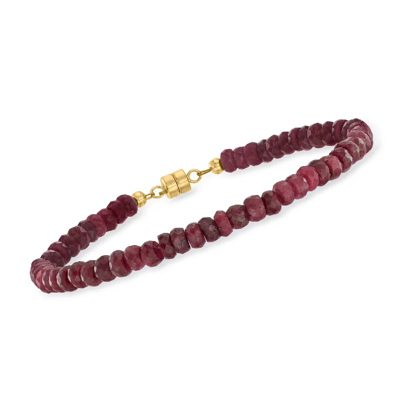 Sparkle More For Less – Jewelry Sale Happening Now Ross-Simons Ruby Bead Bracelet With 14kt Yellow Gold Magnetic Clasp Sparkle More For Less – Jewelry Sale Happening Now Ross-Simons Ruby Bead Bracelet With 14kt Yellow Gold Magnetic Clasp