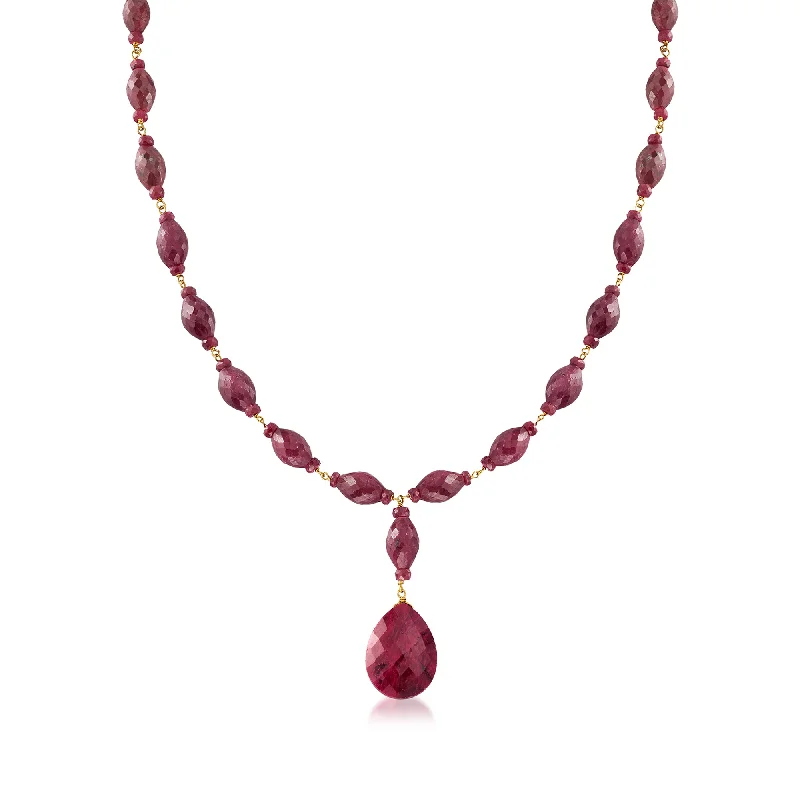 Luxury Jewelry Clearance – Shop Premium Styles Now Ross-Simons Ruby Drop Necklace in 18kt Yellow Gold Over Sterling Silver