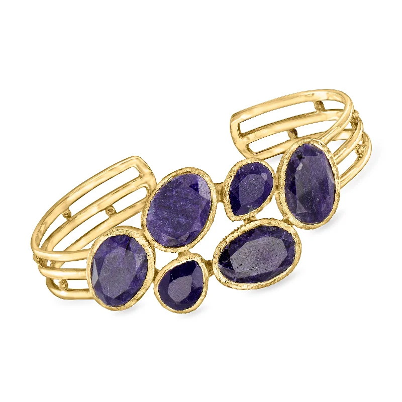 Exclusive Online Jewelry Sale – Don't Wait Ross-Simons Sapphire Cuff Bracelet in 18kt Gold Over Sterling Exclusive Online Jewelry Sale – Don't Wait Ross-Simons Sapphire Cuff Bracelet in 18kt Gold Over Sterling