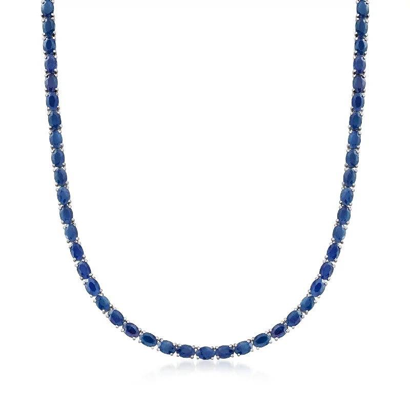 High-End Sparkle, Low-End Prices – Jewelry Sale Live Ross-Simons Sapphire Tennis Necklace in Sterling Silver