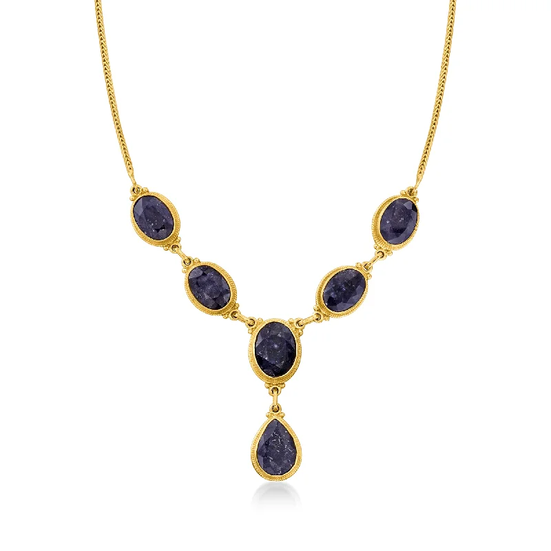 Ross-Simons Sapphire Y-Necklace in 18kt Gold Over Sterling