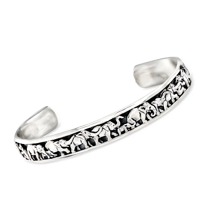 Ross-Simons Sterling Silver Elephant Cuff Bracelet