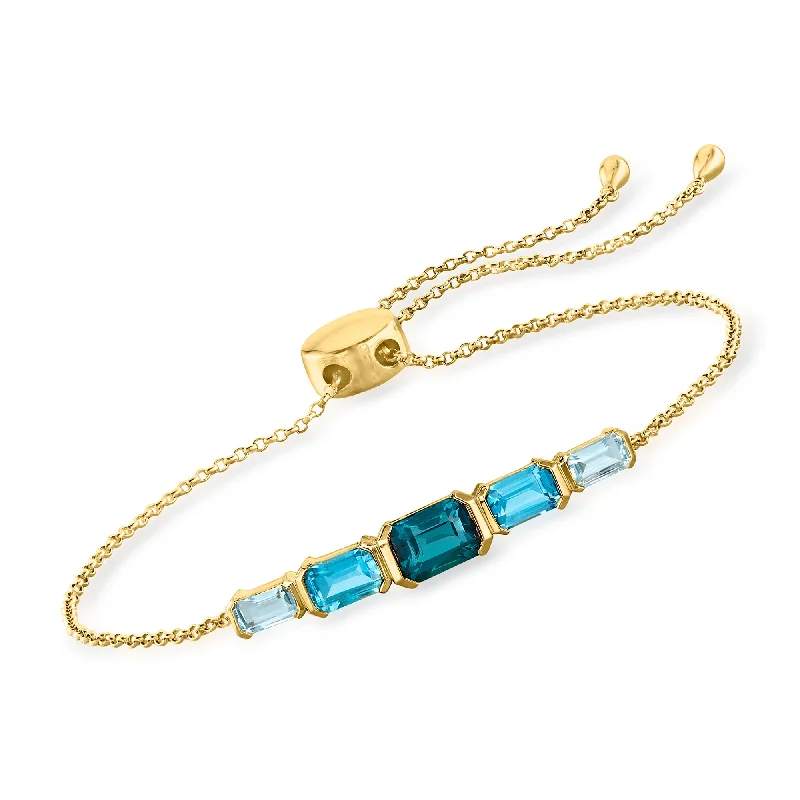 Breathtaking Jewelry At Limited-Time Savings Ross-Simons Tonal Blue Topaz Bolo Bracelet in 18kt Gold Over Sterling Breathtaking Jewelry At Limited-Time Savings Ross-Simons Tonal Blue Topaz Bolo Bracelet in 18kt Gold Over Sterling