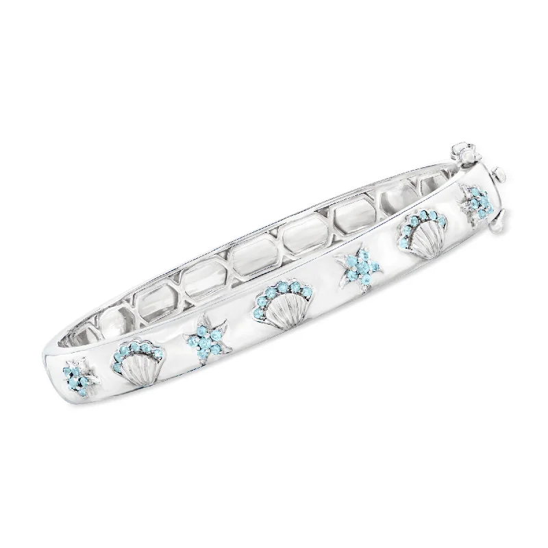 Elegant Jewelry, Affordable Luxury – Shop Now Ross-Simons Tonal Blue Topaz Sea Life Bangle Bracelet in Sterling Silver