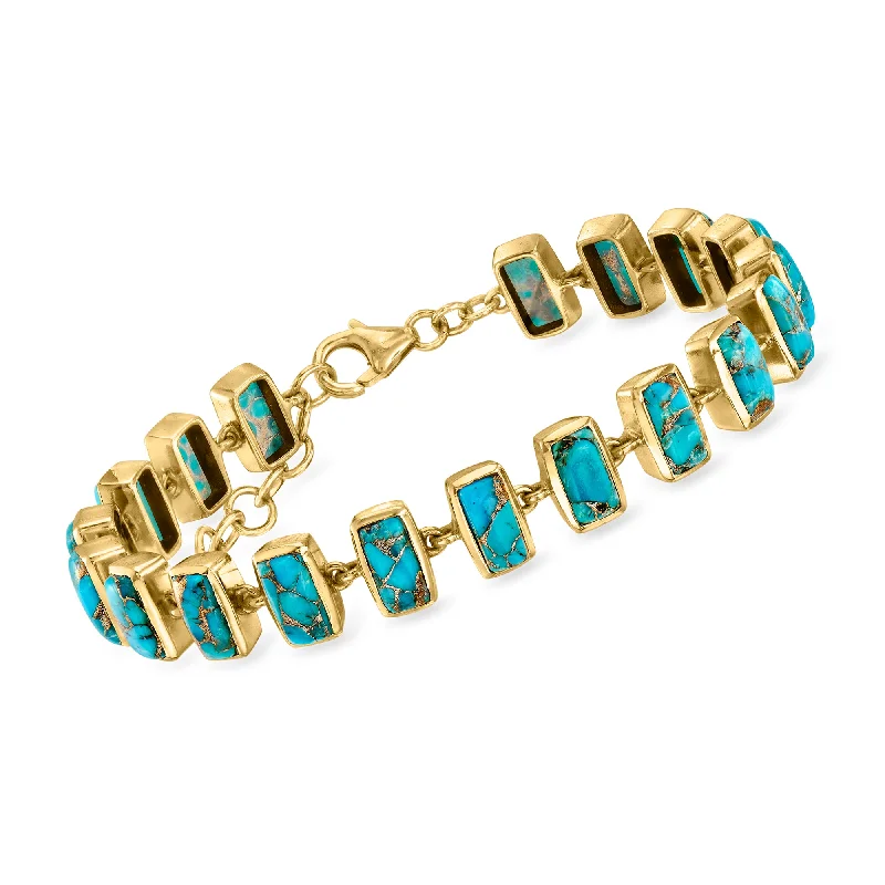 Get Ready To Sparkle – Special Jewelry Discounts Ross-Simons Turquoise Bracelet in 18kt Gold Over Sterling