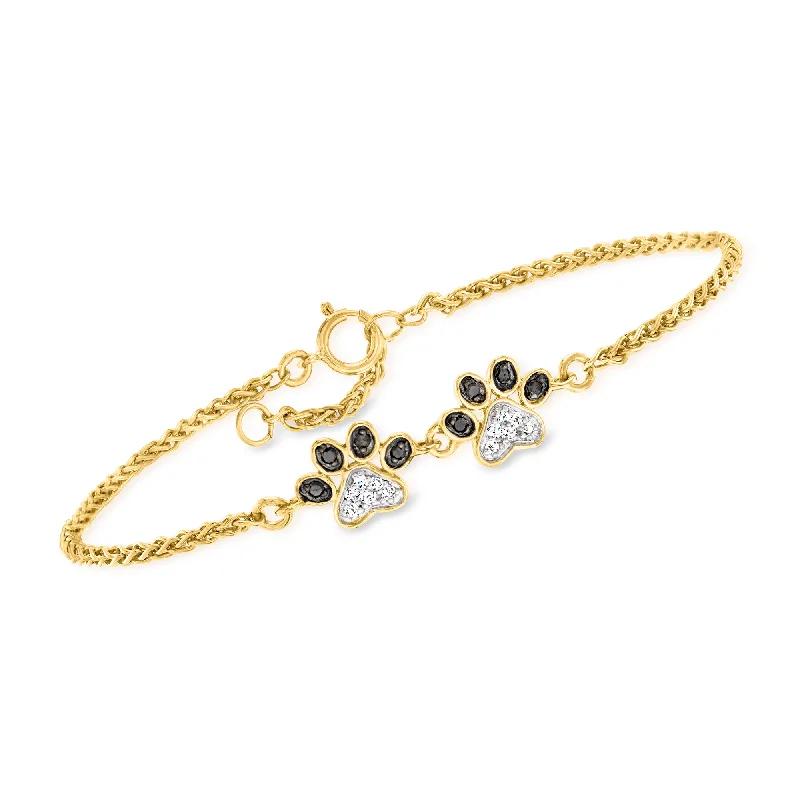 Affordable Glamour – Premium Jewelry For Less Ross-Simons White and Black Diamond Paw Print Anklet in 18kt Gold Over Sterling Affordable Glamour – Premium Jewelry For Less Ross-Simons White and Black Diamond Paw Print Anklet in 18kt Gold Over Sterling