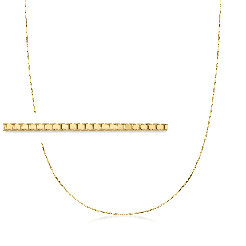 Exclusive Gemstone Jewelry At Special Prices RS Pure by Ross-Simons 0.6mm 14kt Yellow Gold Box Chain Necklace