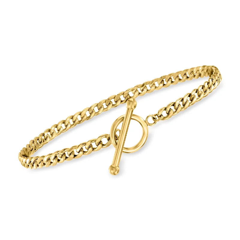 Classic And Modern Jewelry Styles On Sale RS Pure by Ross-Simons 14kt Yellow Gold Curb-Link Toggle Bracelet Classic And Modern Jewelry Styles On Sale RS Pure by Ross-Simons 14kt Yellow Gold Curb-Link Toggle Bracelet