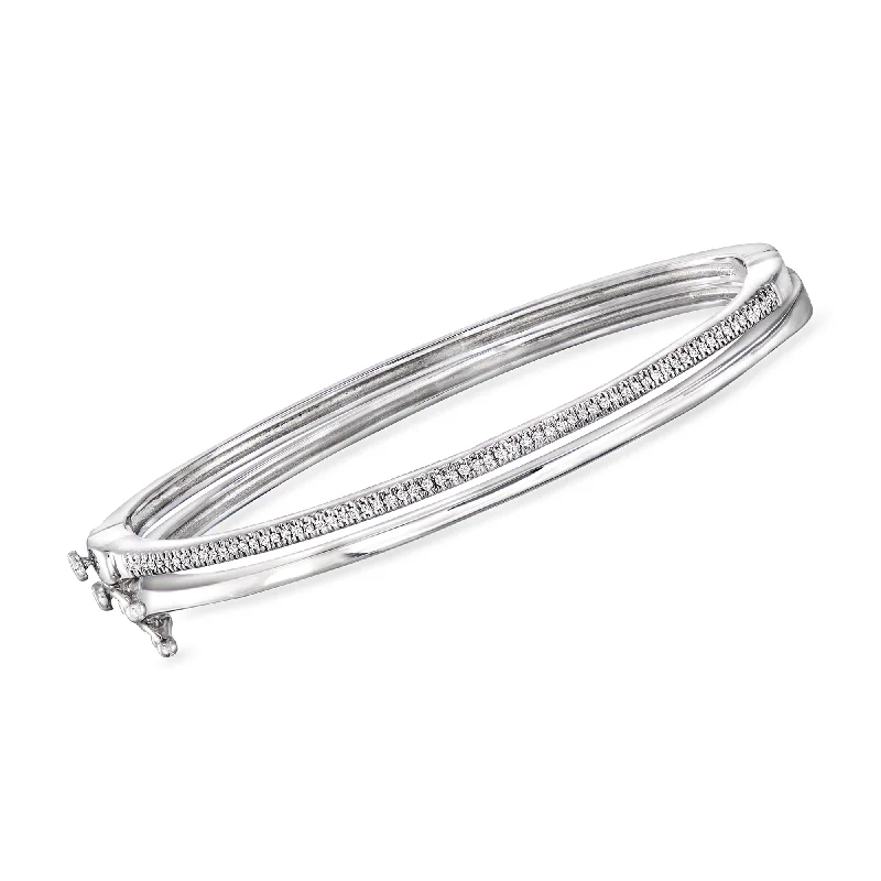 The Perfect Jewelry Piece At The Perfect Price RS Pure by Ross-Simons Diamond Jewelry Set: 2 Bangle Bracelets in Sterling Silver