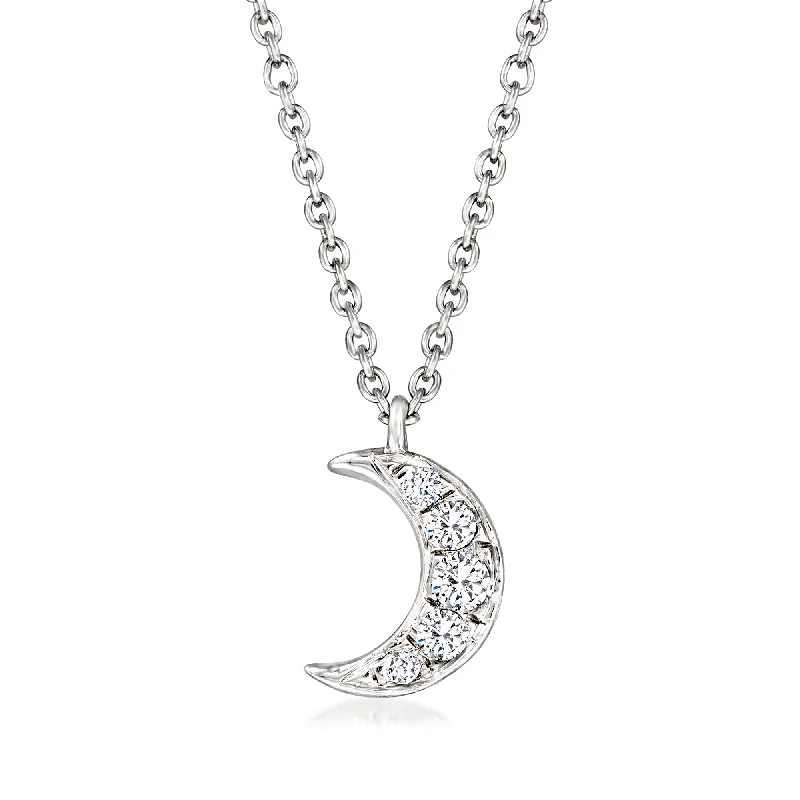 Personalized Jewelry Sale – Unique Pieces At Great Prices RS Pure by Ross-Simons Diamond Moon Necklace in Sterling Silver