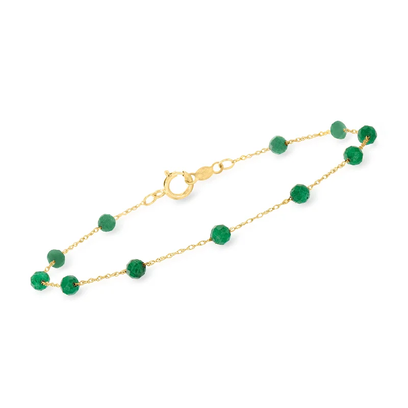 Special Sale On Handcrafted Jewelry – Shop Today RS Pure by Ross-Simons Emerald Bead Station Bracelet in 14kt Yellow Gold