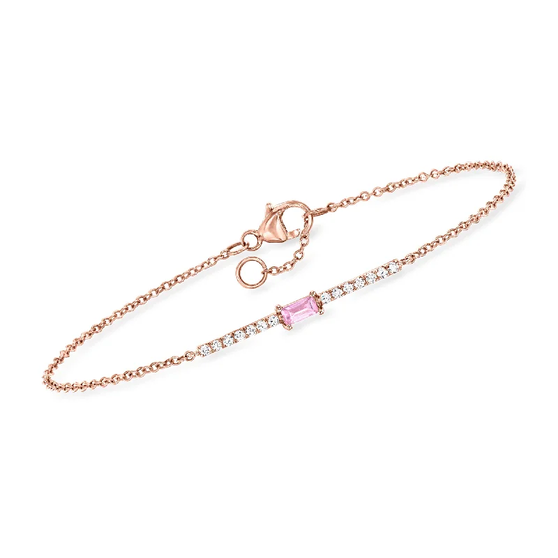 Bold And Beautiful Jewelry Now At Irresistible Prices RS Pure by Ross-Simons Pink Sapphire and . Diamond Bar Bracelet in 14kt Rose Gold Bold And Beautiful Jewelry Now At Irresistible Prices RS Pure by Ross-Simons Pink Sapphire and . Diamond Bar Bracelet in 14kt Rose Gold