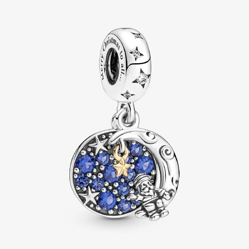 Flash Sale On Stunning Jewelry – Limited Stock Available Santa Claus On The Moon Double Dangle Charm In Silver/ Blue Flash Sale On Stunning Jewelry – Limited Stock Available Santa Claus On The Moon Double Dangle Charm In Silver/ Blue