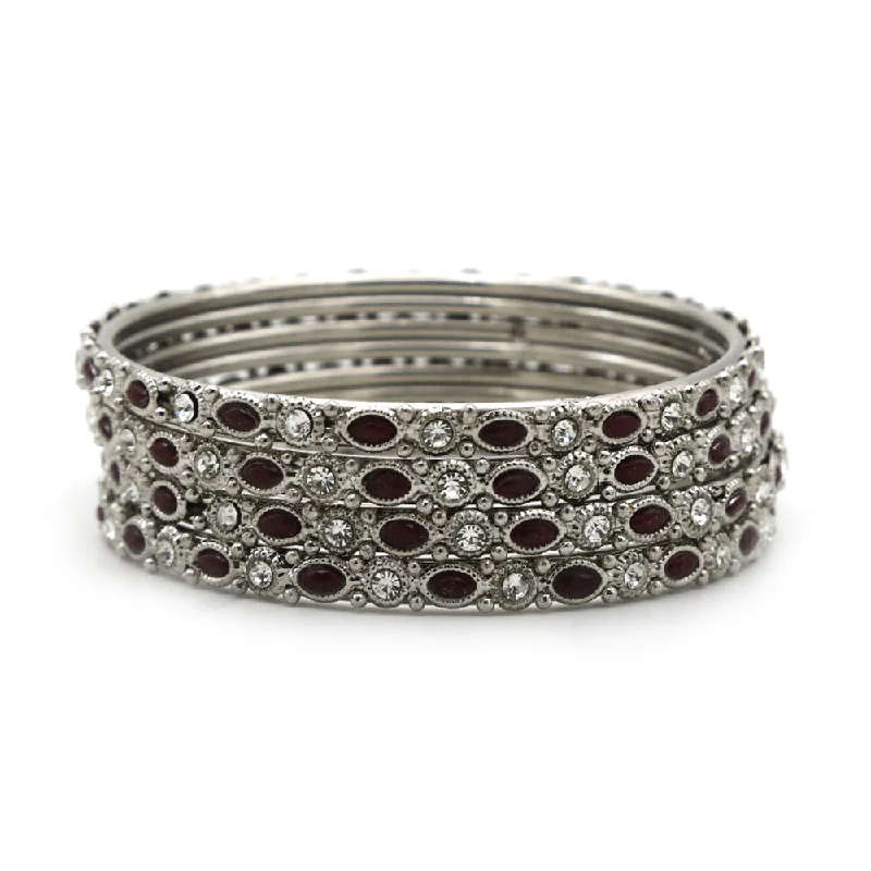 Silver Bangles & Bracelets for Women's - Maroon