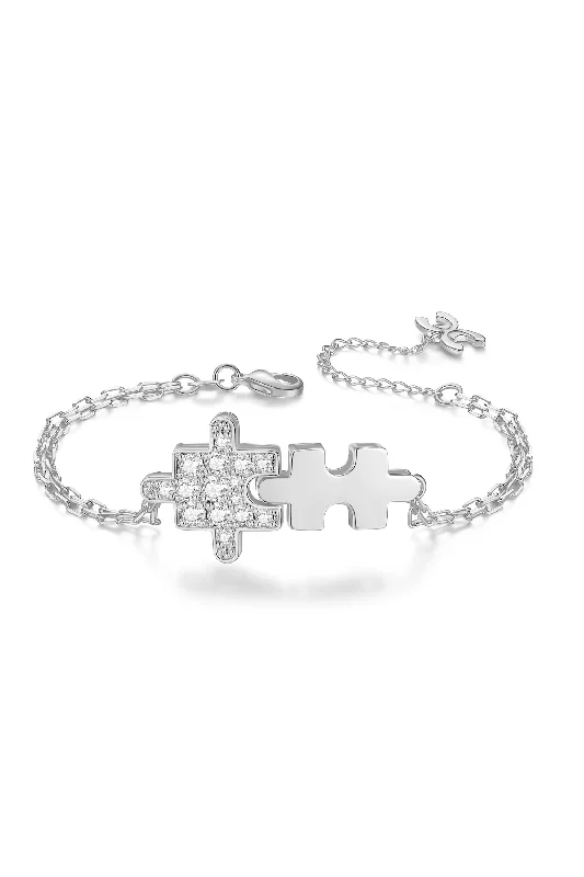 Affordable Elegance – Special Jewelry Sale Now Live Silver Jigsaw Puzzle Bracelet